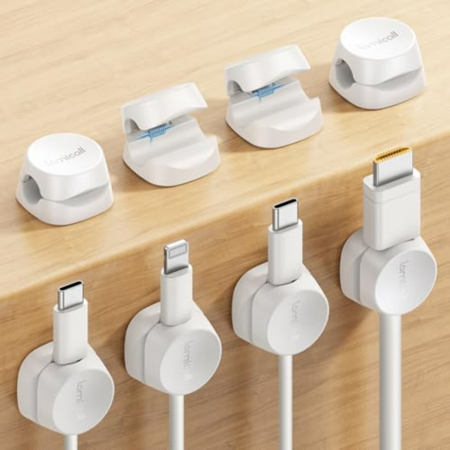 Desk Cable Organizer - 8'li Paket Kablo Düzenleyici, [1'li Kilitli]