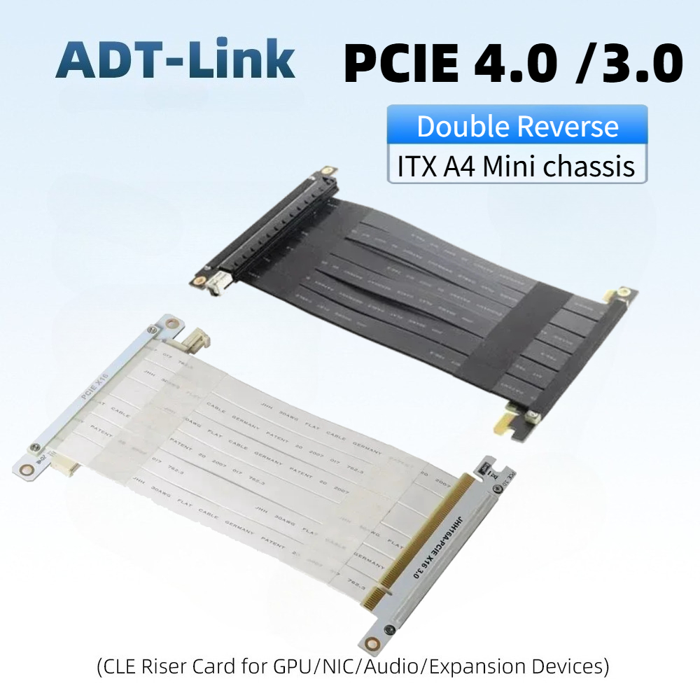 Pcie Riser Cable - Siyah & Beyaz Çift Ters Grafik