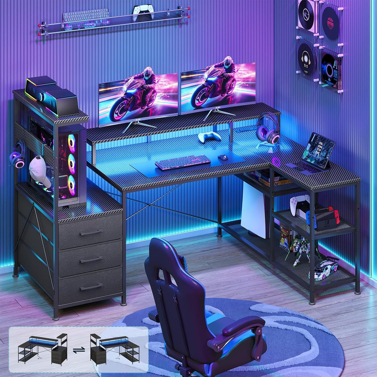 Pc Gaming Center - Oyunlar ve Ev Ofisleri için Çekmeceli