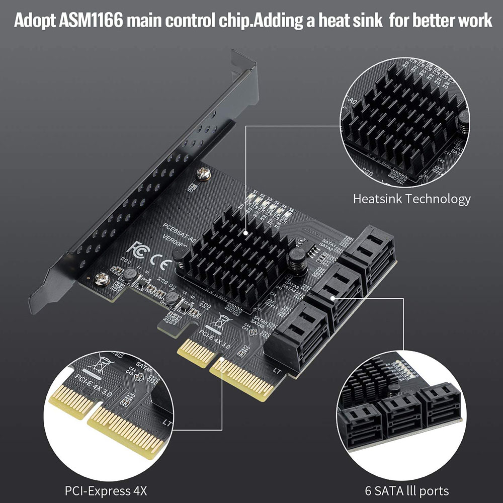 PCIe 4X 1X SATA Kartı 6 Bağlan - Pcie Riser Cable incelemesi ve fiyatı